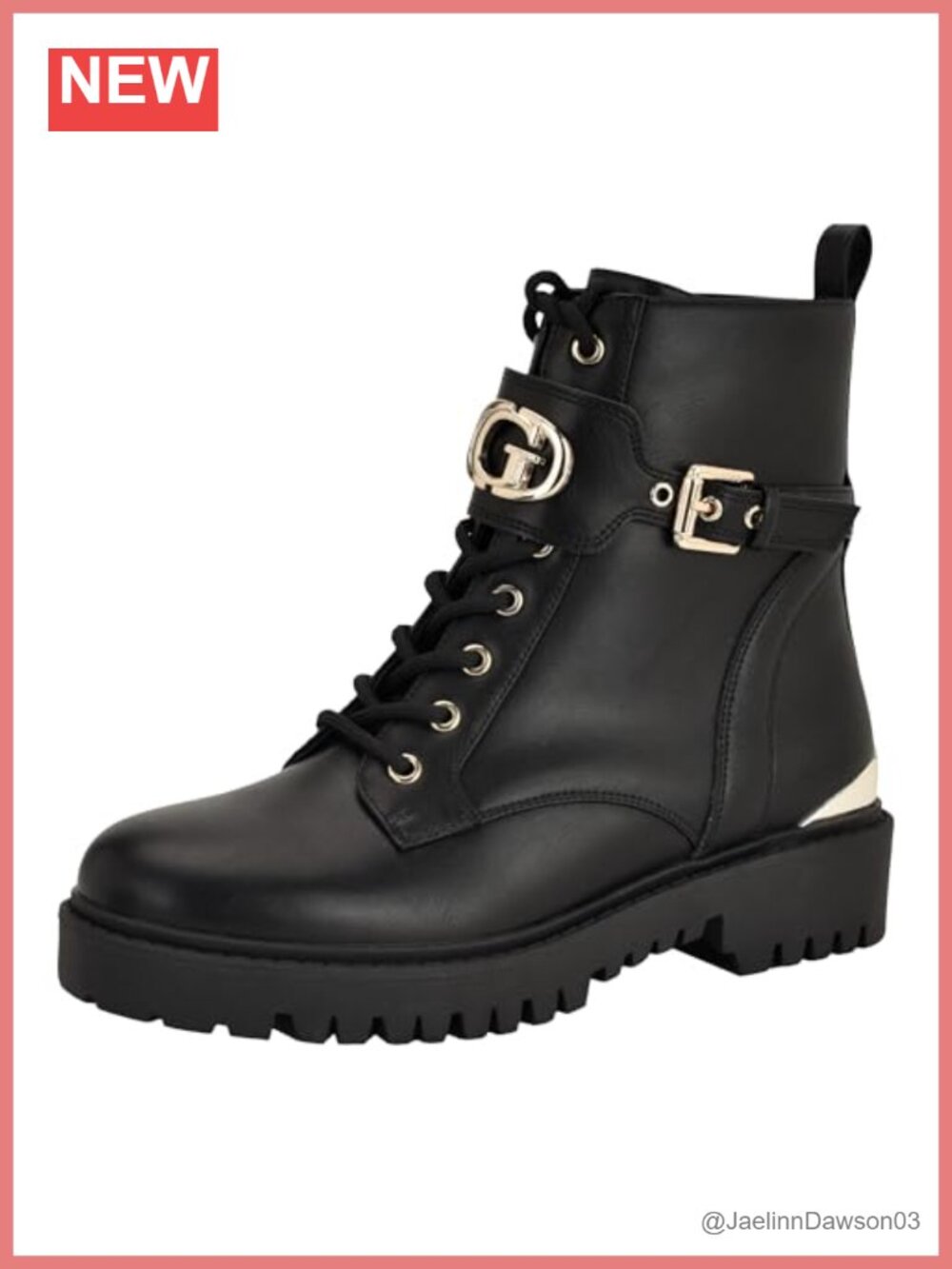 GUESS Olanna Women's Ankle Combat Boots Block Heel Side Zip